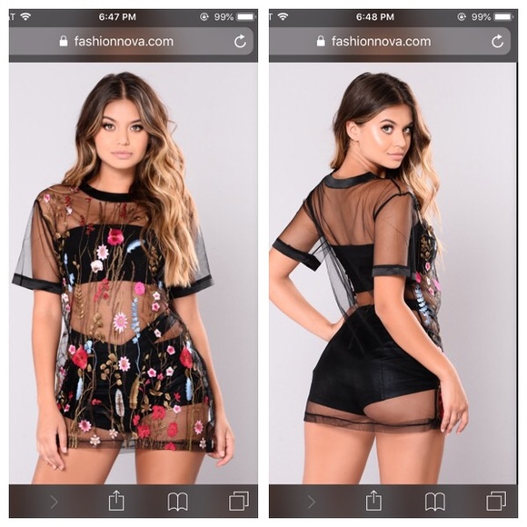 Fashion Nova Tops - “Raining Daisies” mesh top
